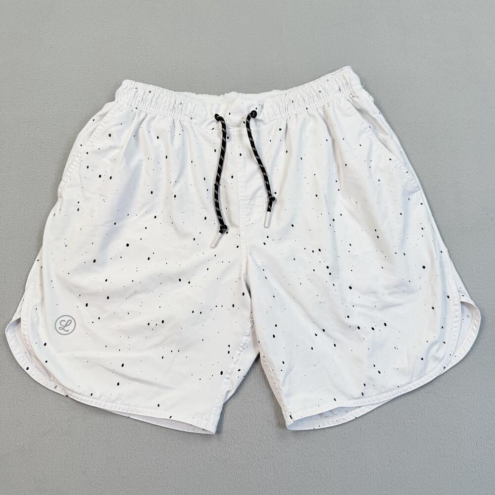 Legends Shorts Mens Medium White 7 Inseam Athletic Running Spotted Pockets